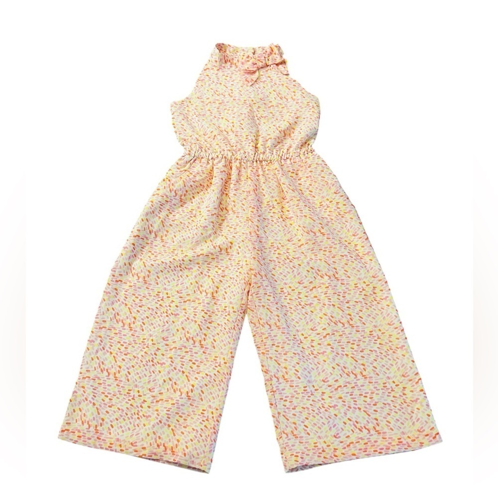 Janie and Jack Pink, Orange, Yellow and White Patterned Sleeveless Jumper Size 4